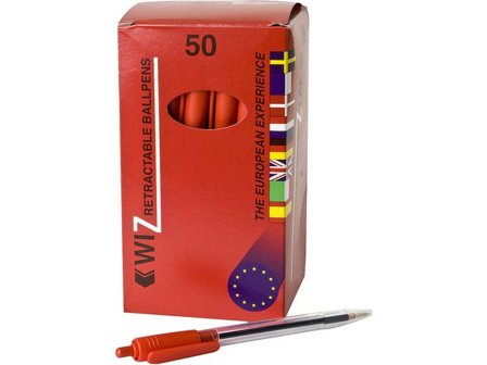 Kulpenna, Wiz, transparent skaft, rött bläck - Lyreco - Kontorsmaterial - Pennor - Kulpennor