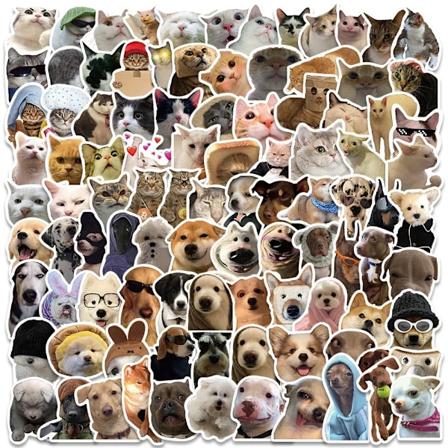 10/50/100kpl S p Koira Kissa Meme Hauskat El intarrat Kawaii Piirretty Tarrat Rullalauta Muistikirja Matkalaukku Puhelin Auto Tarra Leikki 100pcs