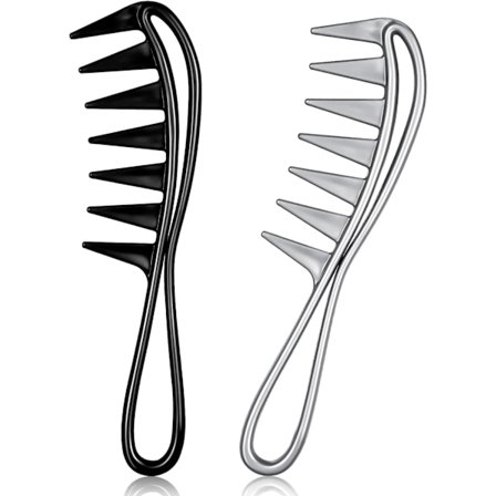 2 pakker brede tand Shark kamme, Salon store tænder Shark kamme krøllet hår Salon Barber kam, Kam krølle kam Frisure kam Salon frisør kam