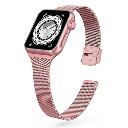 Smal armband Metallband kompatibelt Apple Watch 9 8 7 6 SE 5 4 38 40 41 45 49MM Ultra Rostfritt stål Milanese-armband kompatibelt iwatch 42 44MM