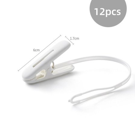 12 stk Tøjklemmer Tøjklemme HVID MED REB MED REB