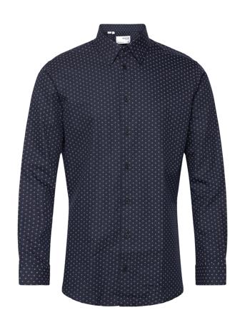 Slhslimethan-Aop Shirt Ls B Skjorte Casual Navy Selected Homme