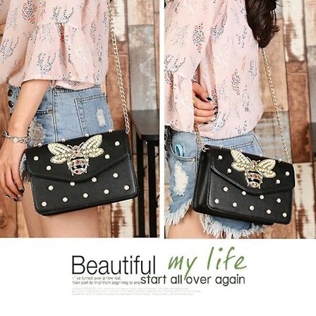 2023 Luksuriøs Rhinestone-Innsatt Veske Kvadratisk Kjede Dameveske