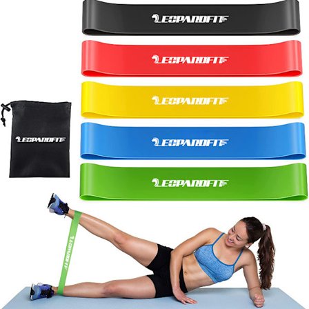 Elastiska träningsband, set med 5 band – 5 spänningsnivåer, träning