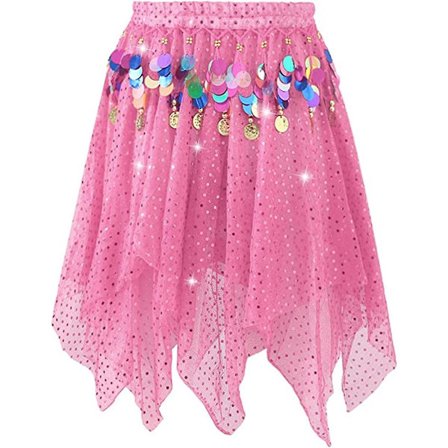 Kvinnors gnistrande löparshorts asymmetriska lager kjolar stad kjolar löpning tutu, rosa