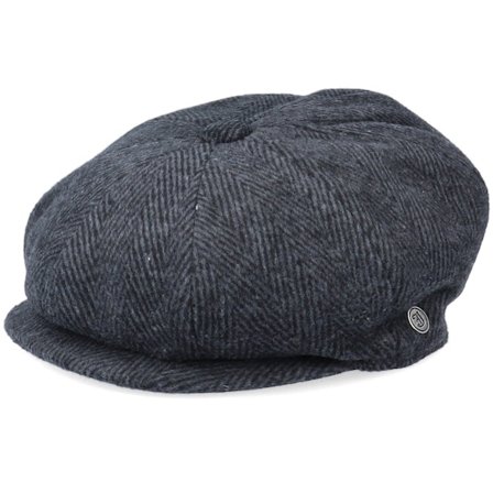 Jaxon & James - Grijs flatcap Cap - Herringbone Newsboy Charcoal Flat Cap @ Hatstore