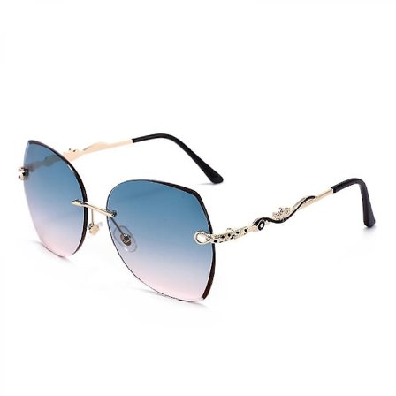 Retro firkantede rammeløse solbriller i metall for kvinner Uv400xq-sg1865