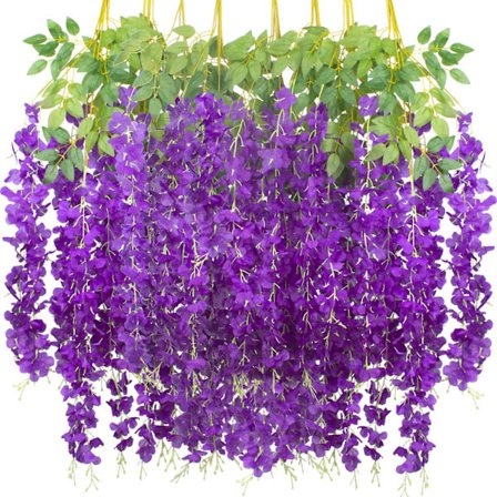 12 kunstige wisteria-blomsterranker i silke til ophængning