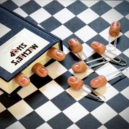 Halloween Finger Bokmerke Sett, 3PCS Unike Kreative Bokmerke, Hal