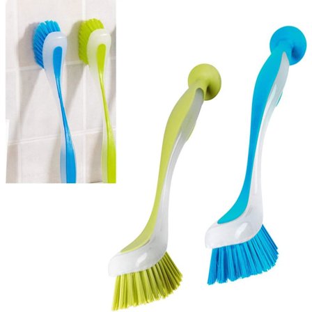 Diskmaskinsborste, långt skaft, mjuk borste, diskmaskinsborste med sugkopp, 2 st.