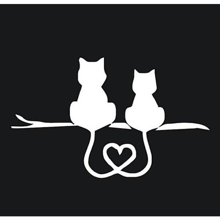 2 kpl Kissa Rakkaus Tarra Vinyyli Auton Tarra (Musta+Valkoinen,17.8*10.8cm)