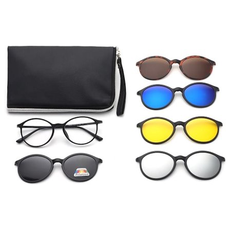Polarisert magnetisk klips på solbriller Solbrillesett med veske