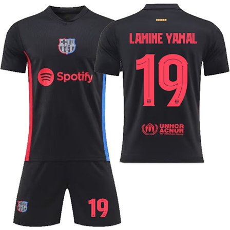 2425 Barcelona Away Sort Fodboldtrøje Sæt-Yamal