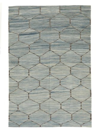 Håndvævet Kelim Moderne 194X288 Uldtæppe Mørkegrå/Grøn