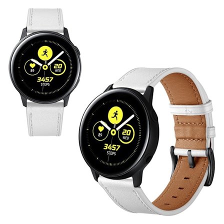 Samsung Galaxy Watch Active / Active 2 - 40mm / Active 2 - 44mm klockarmband i äkta läder - Vit