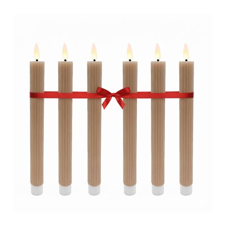 LED flammeløse keglelys, ægte voks, sæt med 6