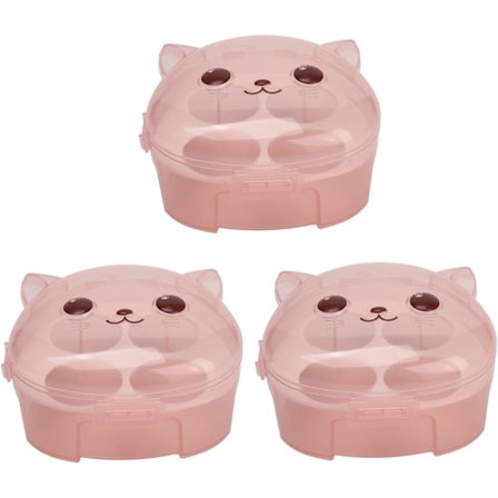 3 stk Sminkesvampholdere, 4 rom Sminkeblenders Etui, Katteformet Transparent Kosmetisk Svampbeholder