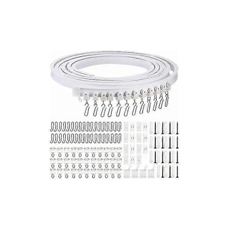 5 Meter Sammenleggbar Tak Bøyd Gardiner Skinne Fleksibel Bøyd Gardiner Skinne Myk Gardiner Skinne for Gardiner Skinne med Metall Gardiner Kroker, 