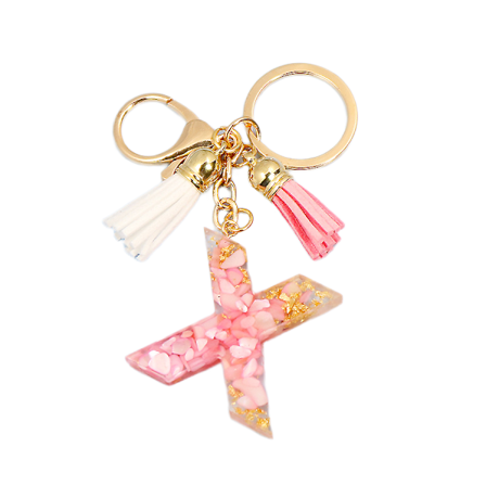 Sød initial nøglering A-Z bogstav glitrende glitter nøglering premium taske charm nøglering tilbehør (X,2PCS)