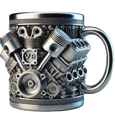 V8 Motor Rustfritt Stål Krus - Personlig 3D Motor Design