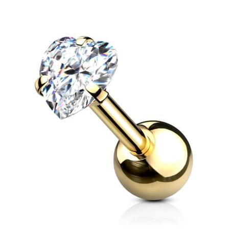 Hjärtformad Tragus/cartilage Piercing I Ip-316l Stål 4 Mm Cz