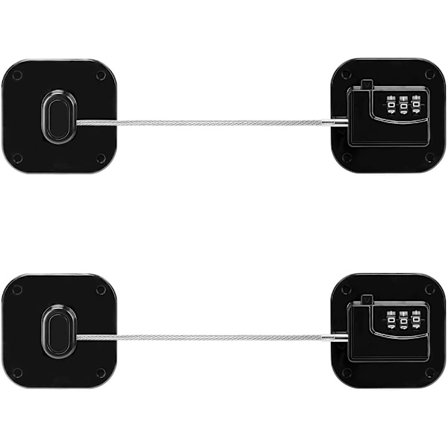 Køleskabslås til børnesikkerhed, køleskabslås, ingen boring, vaskemaskinlås med kode til skabe, vinduer, garderobeskabe, 2 stk.