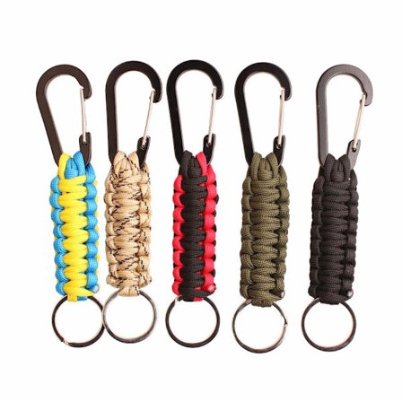 Paracord-avaimenperä karabiinilla - Sotilaallinen punottu paracord, ZQKLA