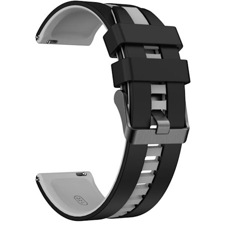 KALEBOL 20mm kaksivärinen silikonihihna Samsung Galaxy Watch6 Classic 47mm / 43mm / Huawei Watch GT 3 Pro 43mm kellonauha - Musta + Harmaa