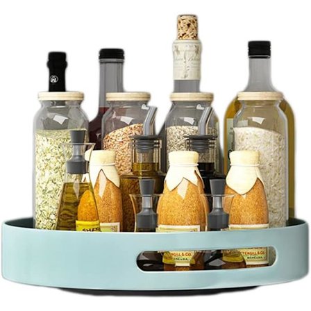 Lazy Susan Turntable Spice Rack, Metal Rotating Tray Organizer for Cabinet Countertop Cupboard Table in Kitchen or Pantry, 25cm 10in