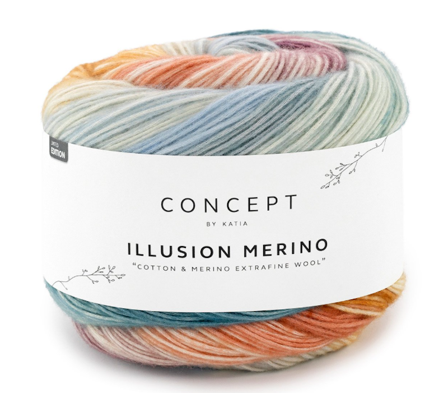 Katia Illusion-Merino Blå-Rust-Maroon 302, 200g