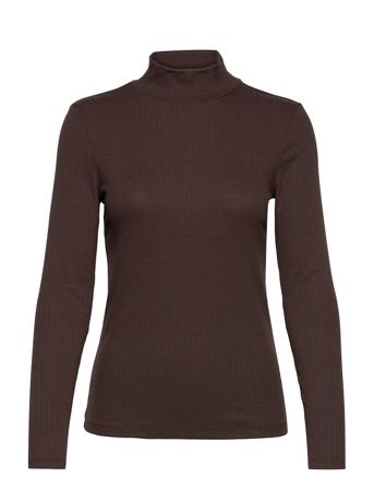 Viribber L/S High Neck Top Brown Vila