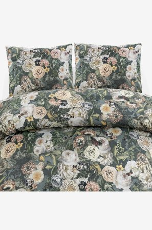 Borganäs of Sweden - Pussilakanasetti Abigail Dubbel, 3 osaa - Vihreä - Pussilakanasetit - 220X210 - - Homeroom