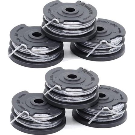 6 stk. trådspoler egnet for Bosch trimmer gresstrimmer F016800351 (lengde: 6 m, Ø 1,60 mm) ART 24, 27, 30 og ART 30-36 LI (Ikke 18V-26-500)