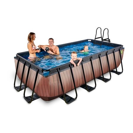 Exit Wood Pool 400X200X100Cm Med Sandfilterpump - Brun - Litenleker
