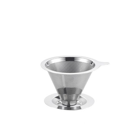 Håndbrygget kaffefilter i rustfrit stål kaffekande drypfilter kop kaffe lækage med base filterpapir filter