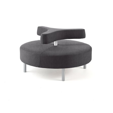 Hocker DOT mit 3-armiger Rückenlehne, Ø 1300 mm, Medley-Stoff, dunkelgrau