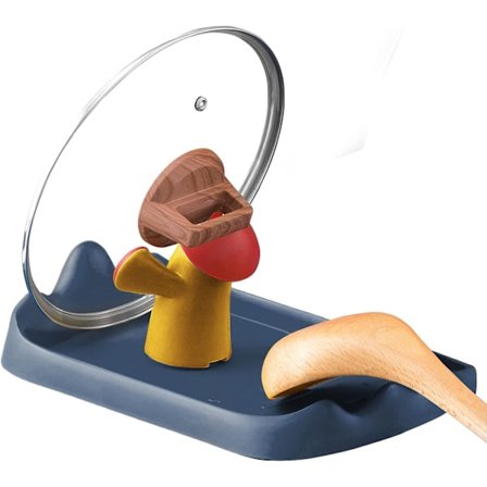 Skebakke bestik køkken søde værktøjer, bestikbakke med drypmåtte, grydelåg spatelbakke arrangør, bestikbakke, ske (blå)