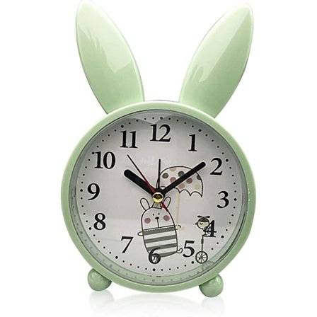 Barnväckarklocka, väckarklocka, kaninväckarklocka, klassisk analog väckarklocka, väckarklocka (grön)
