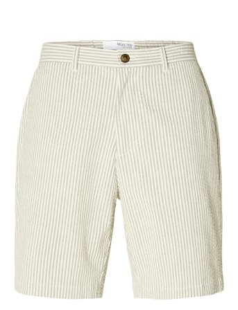 Slhregular-Karl Seersucker Shorts Cream Selected