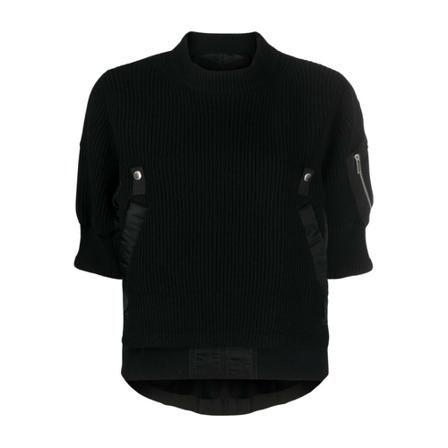 Sacai Round-neck Strik Sort, Dame Striktrøjer