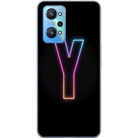 Kompatibelt Mobilskal till Realme Realme GT Neo2 Minimalistisk neonbokstav Y i färgskiftande ljus mot svart bakgrund
