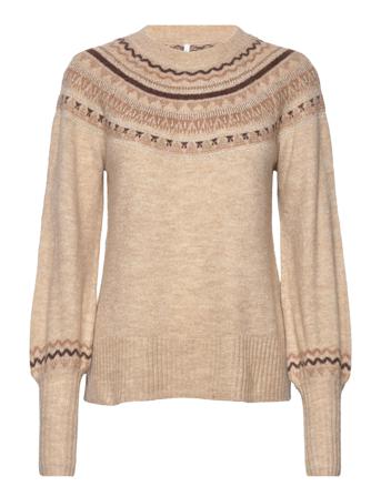 Onllona L/S Pullover Knit Pullover Beige ONLY