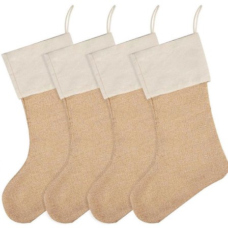 6-pakning med enkle julestrømper i jute for DIY-julepynt (28x55 cm) [JUN]