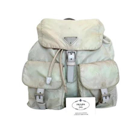 Prada Vintage, Pre-owned Nylon backpacks Wit, Dames, Maat:ONE Size
