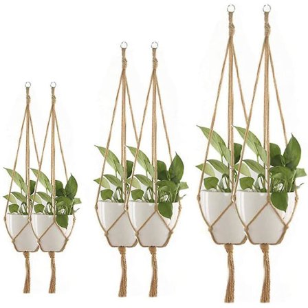 6 st Blomkrukhållare Balkong Hängande Dekoration Knuten Lyftrep