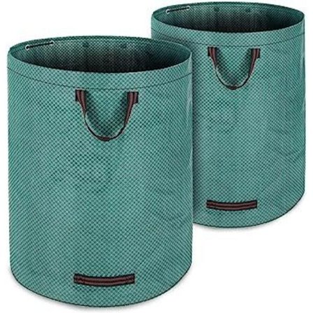 2 stk. Grønn hageavfallssekk. 50 kg per sekk, vaskbar avfallssekk for tungt avfall, søppel, gress, blader, planteavfall