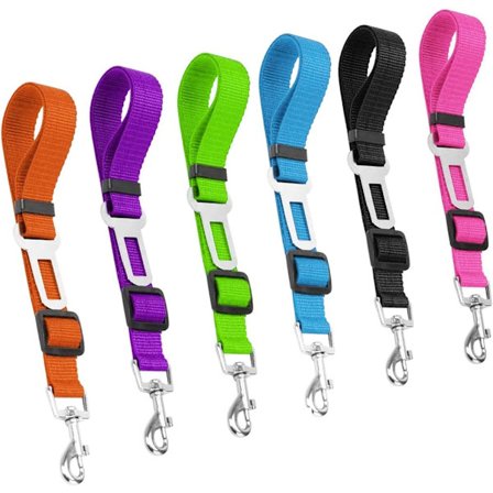 6 stk. justerbart sikkerhetsbelte for kjæledyrhund og katt