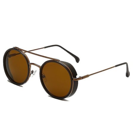 Retro Steam Punk Solglasögon Runda Steampunk Double Bridge Aviator Glasögon