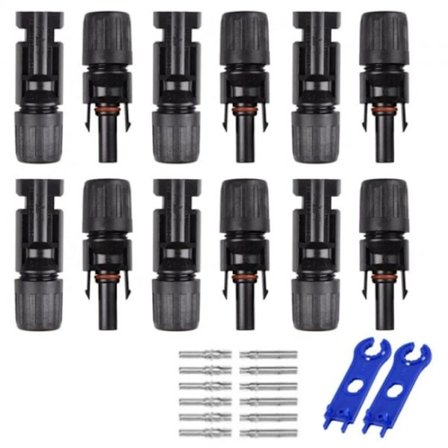 6 paria MC4 uros/naaras kaksoisrenkaat vedenpitävä liitin aurinkopaneeli