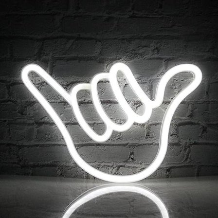 One Piece Finger Neon Sign Lucky Gesture Neon Light Hvit Håndformet Neon for Bursdagsfest Gunst Rom Barer Dekorasjon